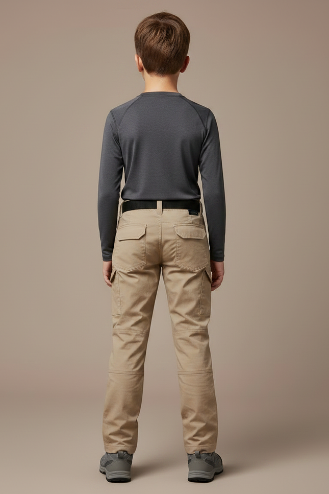 Pantalon Randonnée Beige Cargo Multipoches Renforcé Enfant - Toile - vue 2