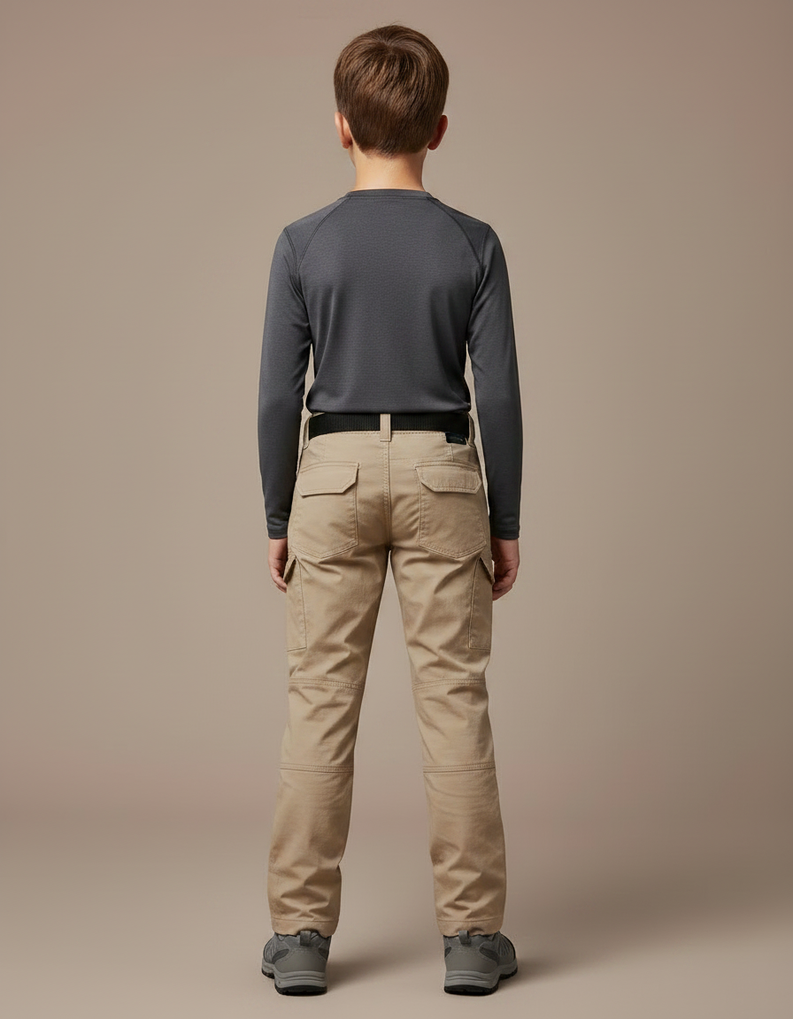 Pantalon Randonnée Beige Cargo Multipoches Renforcé Enfant - Toile - vue 2