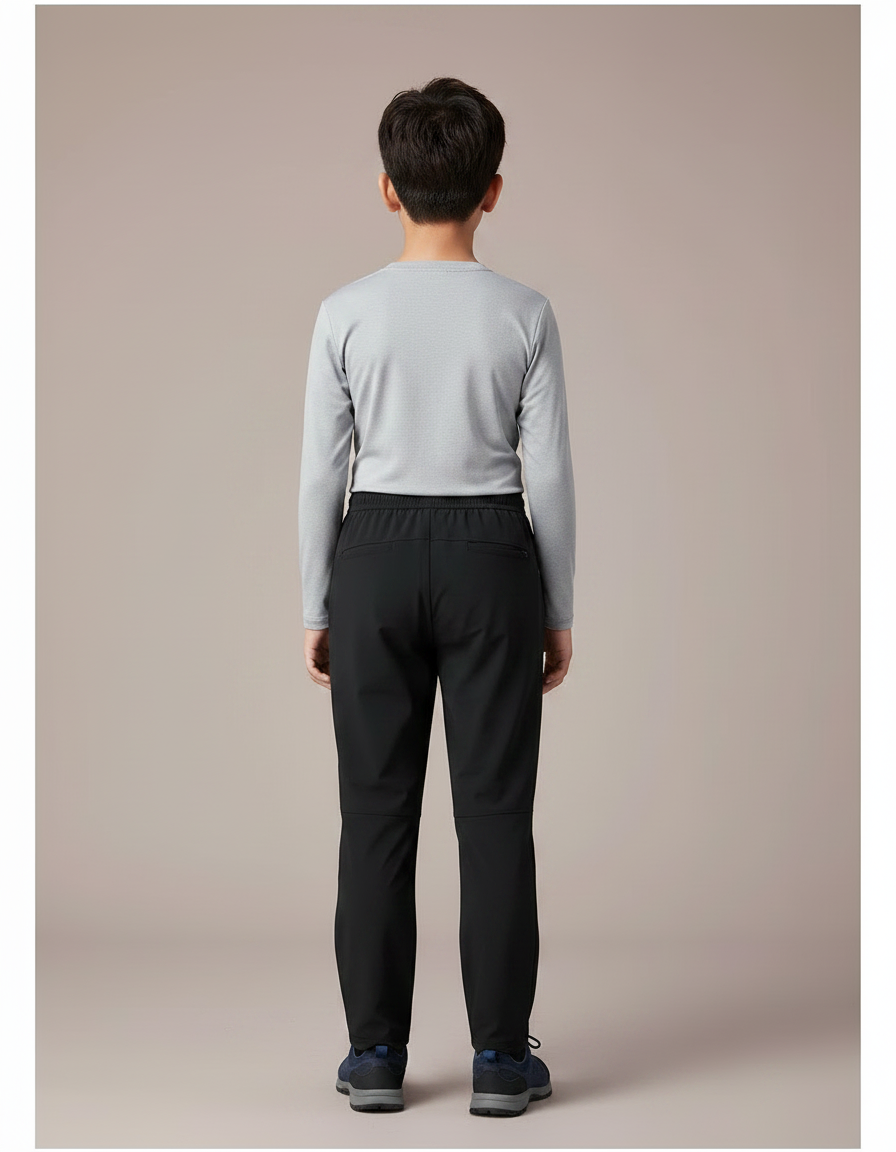 Pantalon Randonnée Noir Enfant Léger Sport Cordon - Polyester - vue 2