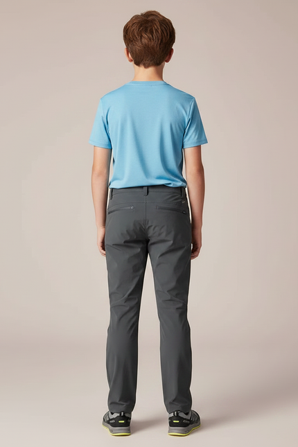 Pantalon Randonnée Gris Coupe Droite Léger Enfant - Polyester - vue 2