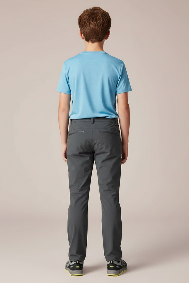 Pantalon Randonnée Gris Coupe Droite Léger Enfant - Polyester - vue 2