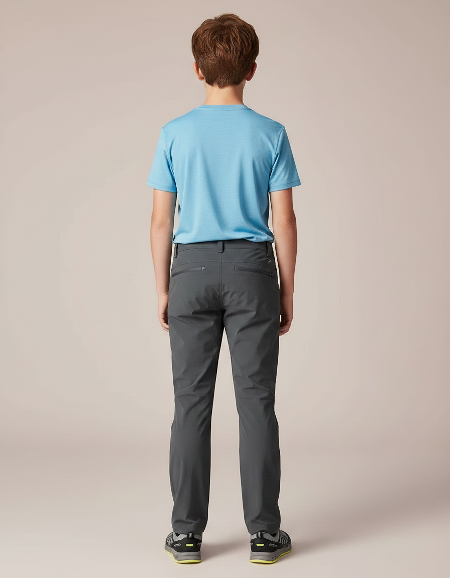 Pantalon Randonnée Gris Coupe Droite Léger Enfant - Polyester - vue 2