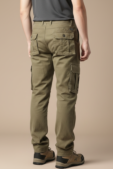 Pantalon Randonnée Kaki Homme Cargo Coton Ample - Toile - vue 2