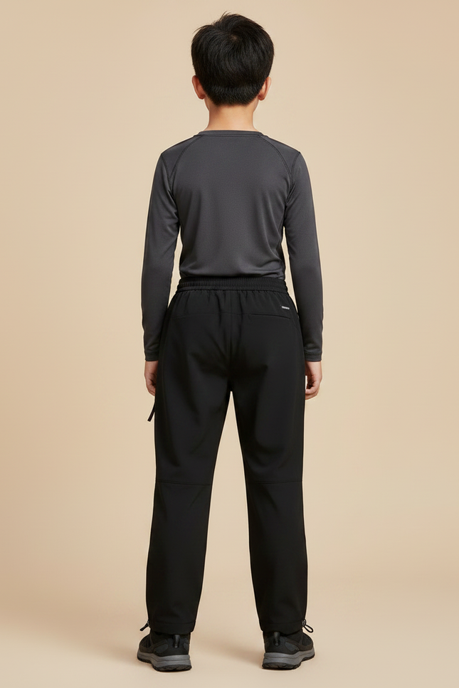 Pantalon Randonnée Noir Imperméable Enfant Sport - Polyester - vue 2
