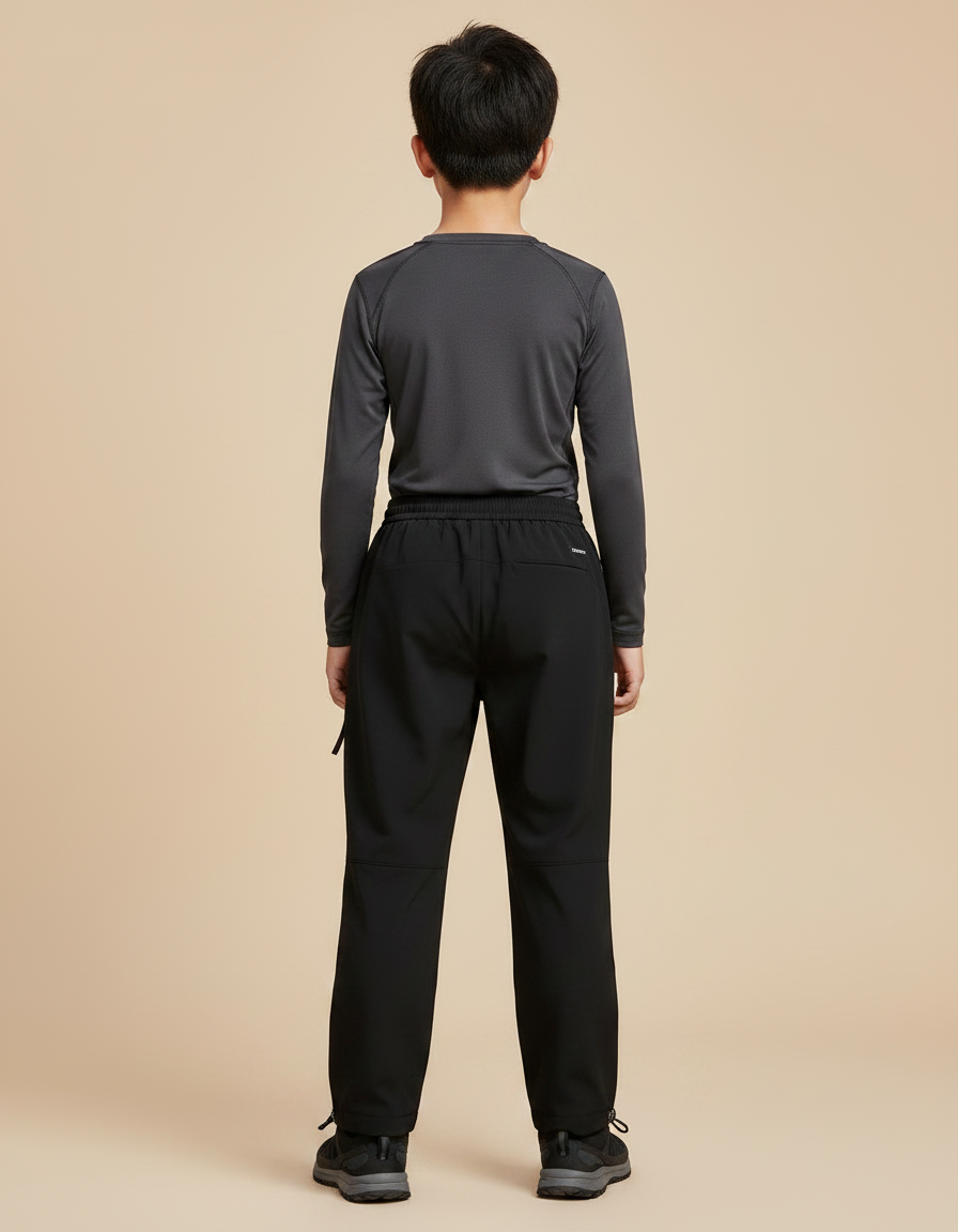 Pantalon Randonnée Noir Imperméable Enfant Sport - Polyester - vue 2