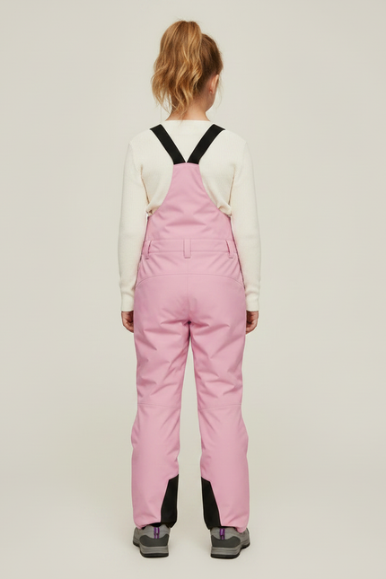 Pantalon Randonnée Rose Bretelles Imperméable Fille - Polyester - vue 2