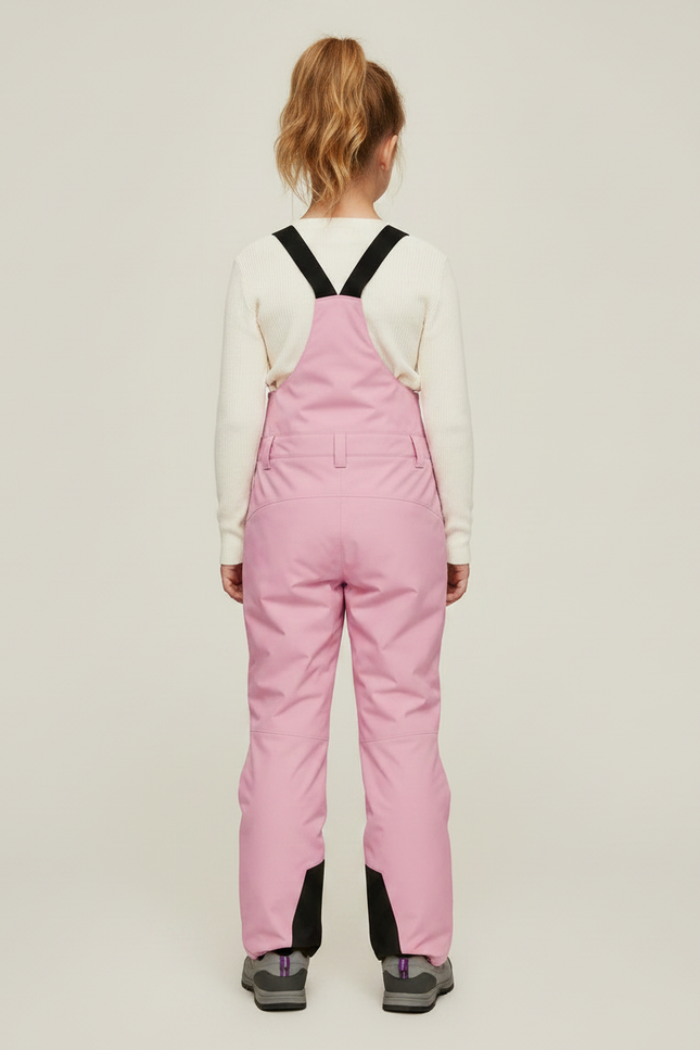 Pantalon Randonnée Rose Bretelles Imperméable Fille - Polyester - vue 2