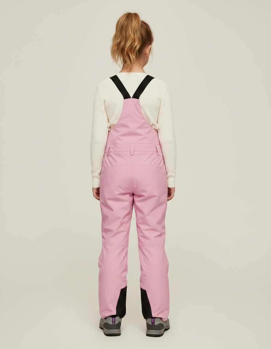 Pantalon Randonnée Rose Bretelles Imperméable Fille - Polyester - vue 2