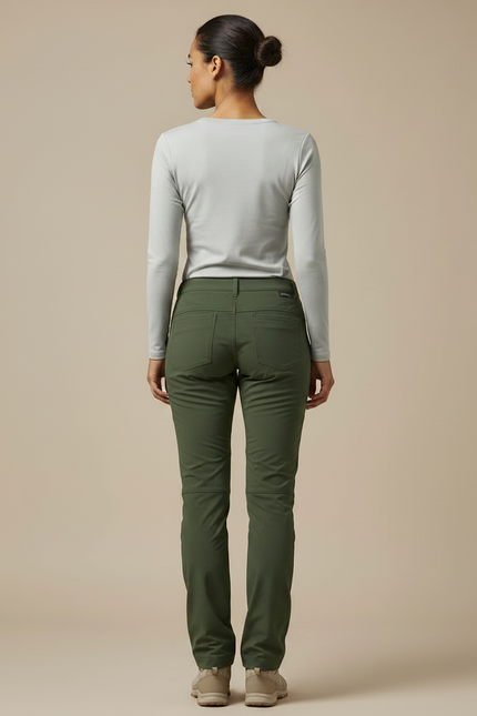 Pantalon Randonnée Vert Olive Femme Stretch Léger - Kaki Polyester - vue 2