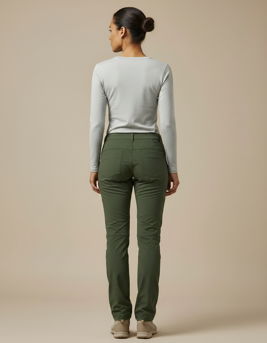 Pantalon Randonnée Vert Olive Femme Stretch Léger - Kaki Polyester - vue 2
