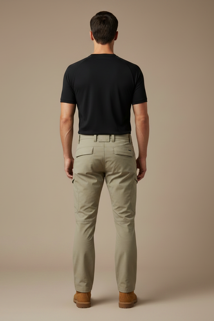 Pantalon Randonnée Kaki Cargo Homme Ajusté Résistant - Polyester - vue 2