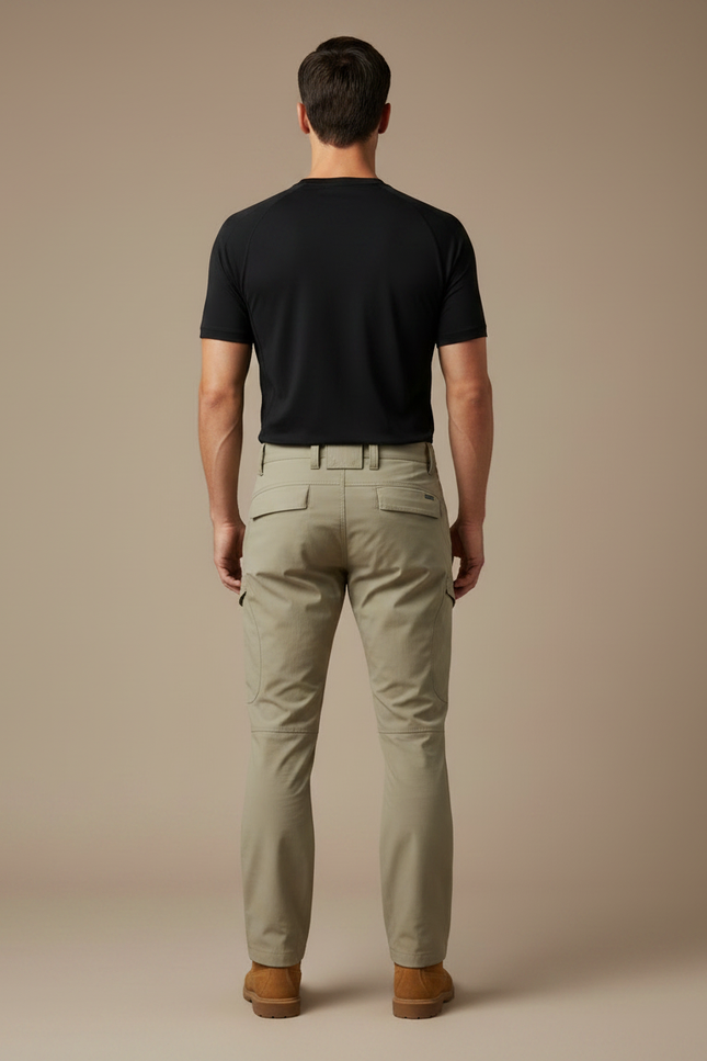 Pantalon Randonnée Kaki Cargo Homme Ajusté Résistant - Polyester - vue 2