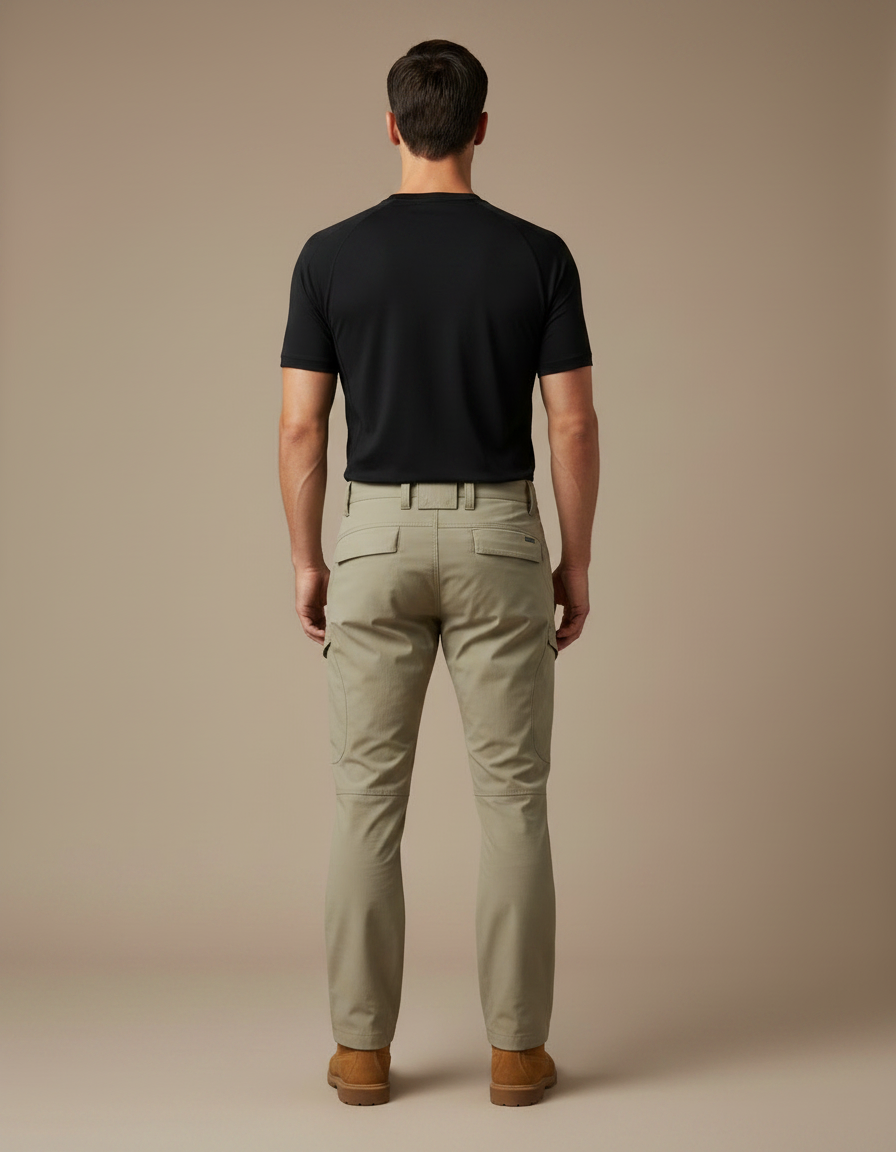 Pantalon Randonnée Kaki Cargo Homme Ajusté Résistant - Polyester - vue 2