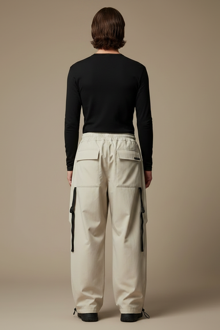 Pantalon Randonnée Beige Cargo Ample Multi-poches Décontracté Homme - Polyester - vue 2