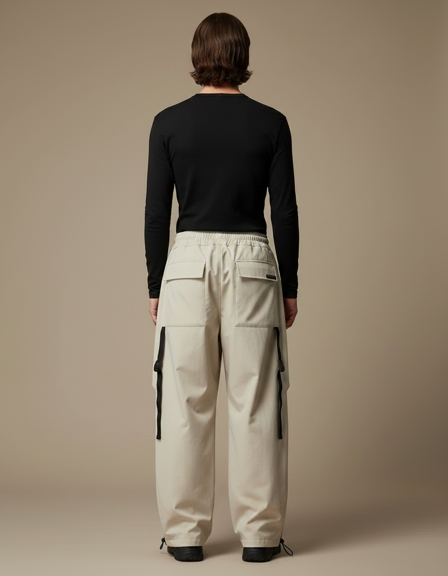 Pantalon Randonnée Beige Cargo Ample Multi-poches Décontracté Homme - Polyester - vue 2
