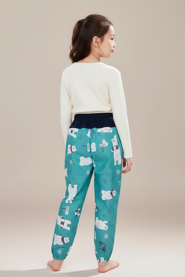 Pantalon Randonnée Enfant Turquoise Imperméable Motifs Ours - Imprimé Polyester - vue 2