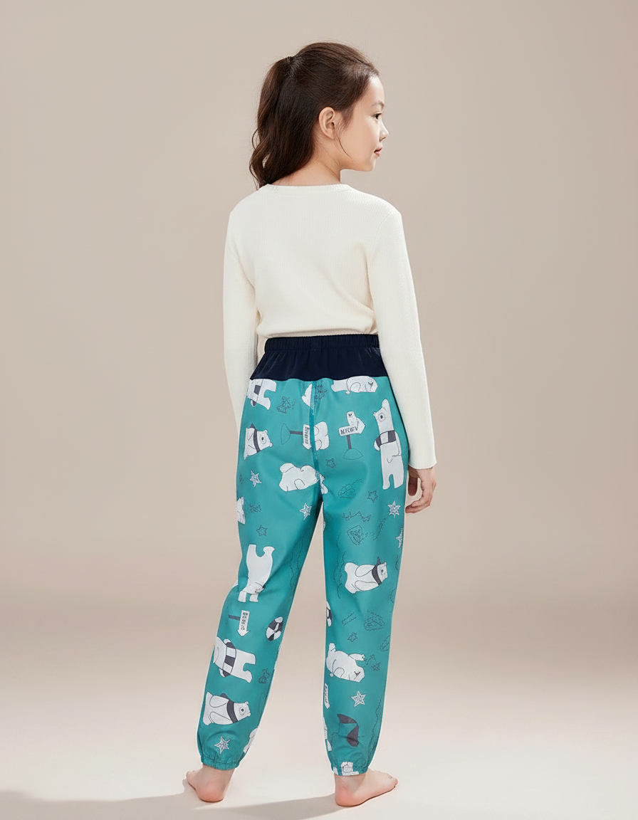Pantalon Randonnée Enfant Turquoise Imperméable Motifs Ours - Imprimé Polyester - vue 2