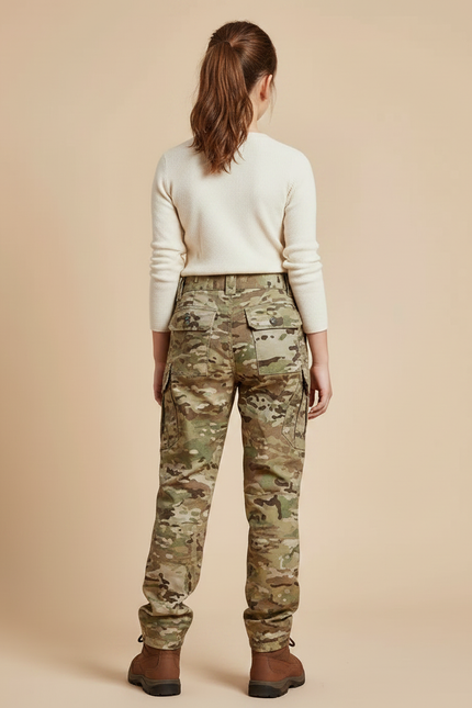 Pantalon Randonnée Camouflage Multipoches Enfant Robuste - Multicolore Toile - vue 2
