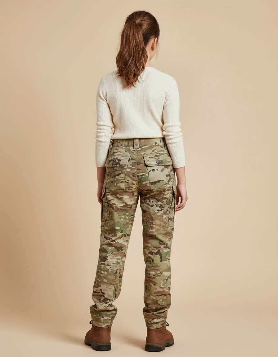 Pantalon Randonnée Camouflage Multipoches Enfant Robuste - Multicolore Toile - vue 2