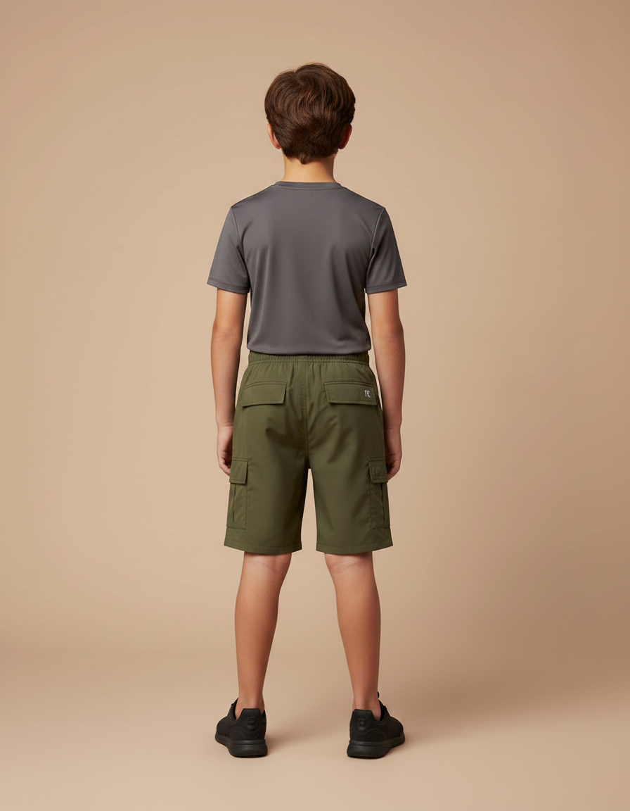Pantalon Randonnée Kaki Cargo Léger Enfant - Polyester - vue 2