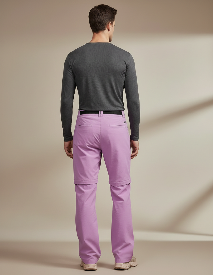 Pantalon Randonnée Violet Convertible Léger Homme - Polyester - vue 2