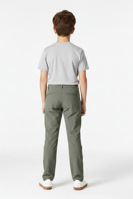 Pantalon Randonnée Vert Kaki Enfant Léger Respirant - Polyester - vue 2