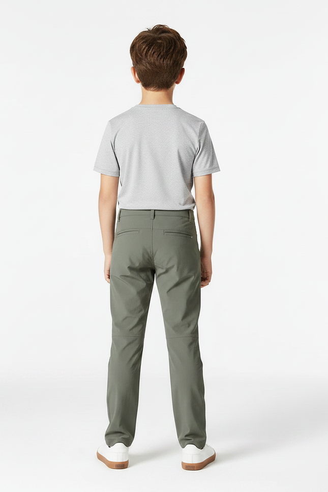 Pantalon Randonnée Vert Kaki Enfant Léger Respirant - Polyester - vue 2
