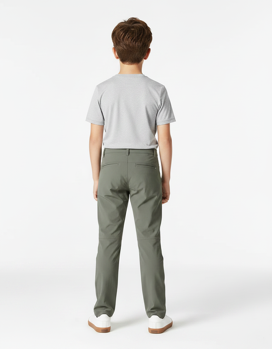 Pantalon Randonnée Vert Kaki Enfant Léger Respirant - Polyester - vue 2