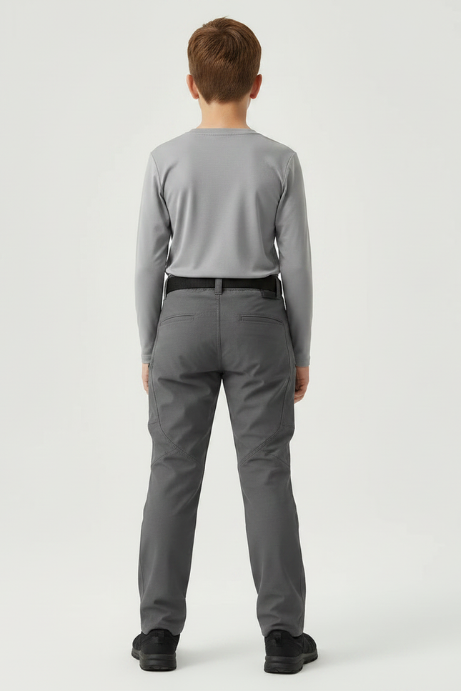 Pantalon Randonnée Gris Enfant Tactique Résistant - Polyester - vue 2