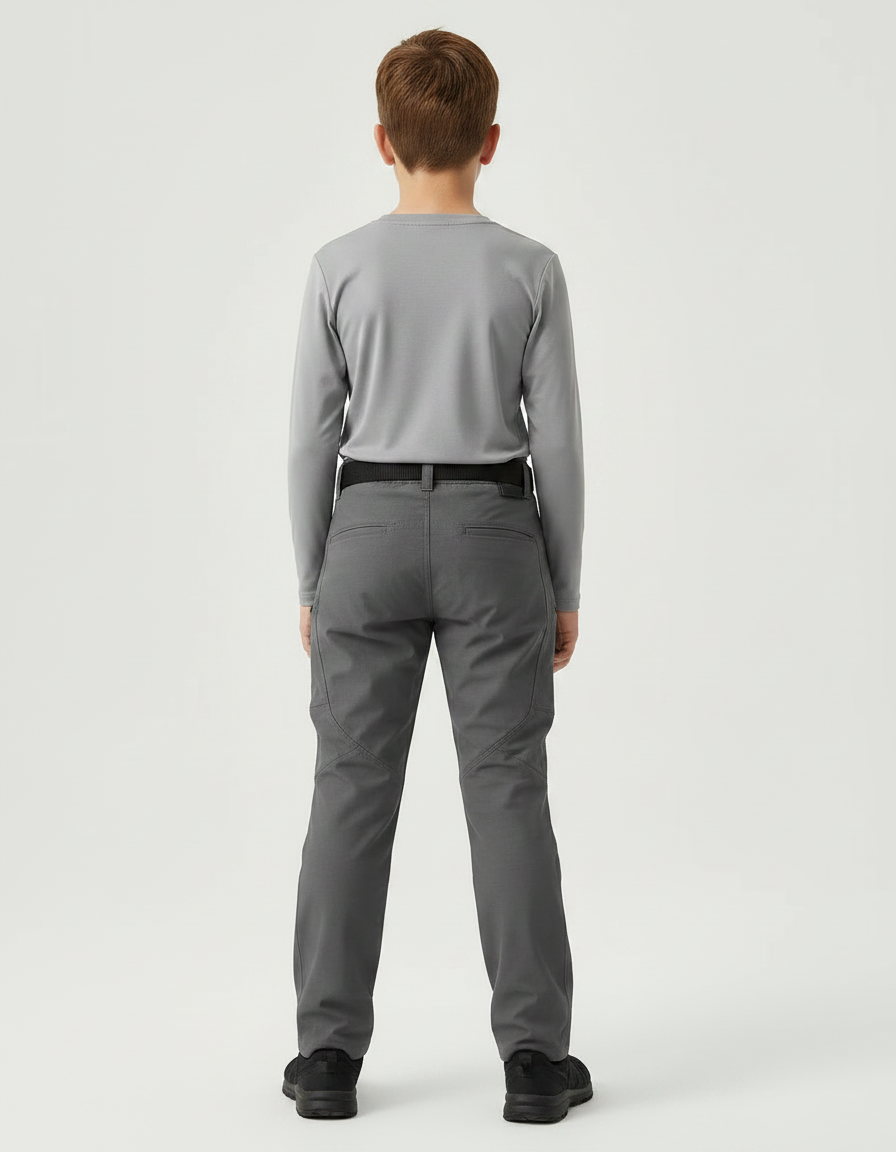Pantalon Randonnée Gris Enfant Tactique Résistant - Polyester - vue 2