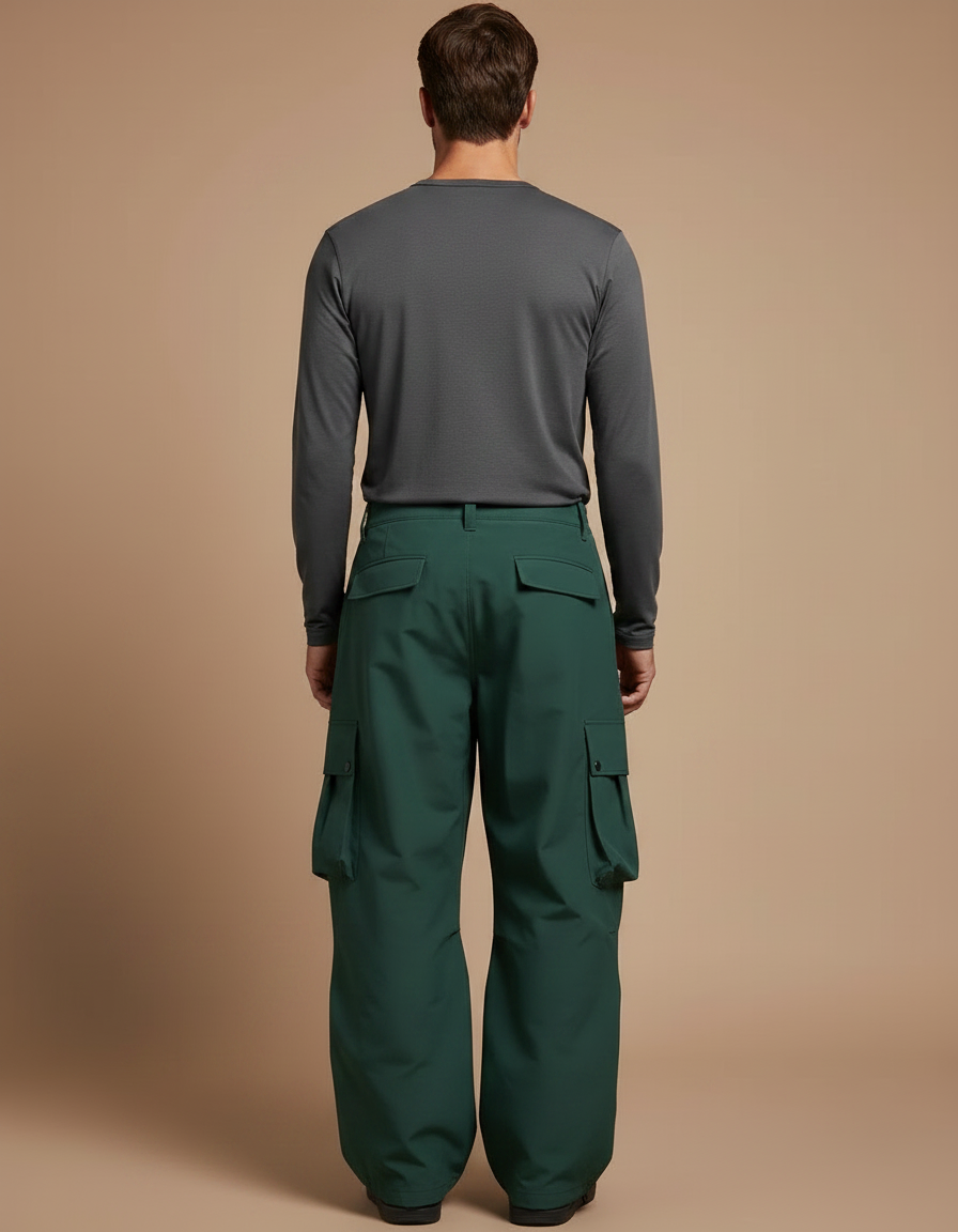 Pantalon Randonnée Vert Ample Cargo Imperméable Homme - Polyester - vue 2