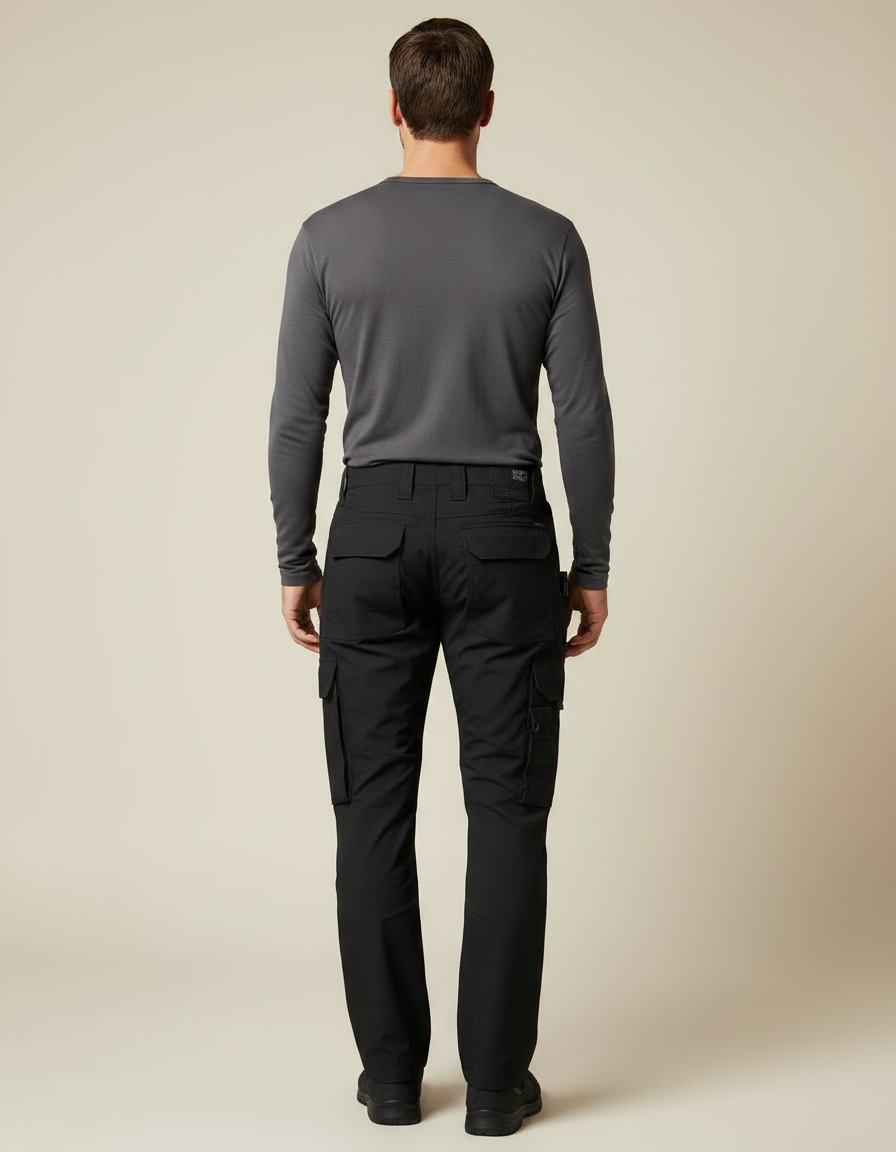 Pantalon Randonnée Noir Cargo Multipoches Tactique Homme - Polyester - vue 2