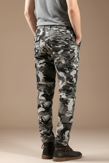 Pantalon Randonnée Camouflage Gris Ample Cargo Homme - Toile - vue 2