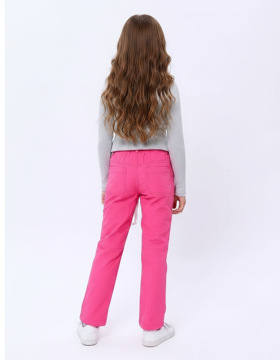 Pantalon Randonnée Rose Ample Enfant Cordon - Polyester - vue 2