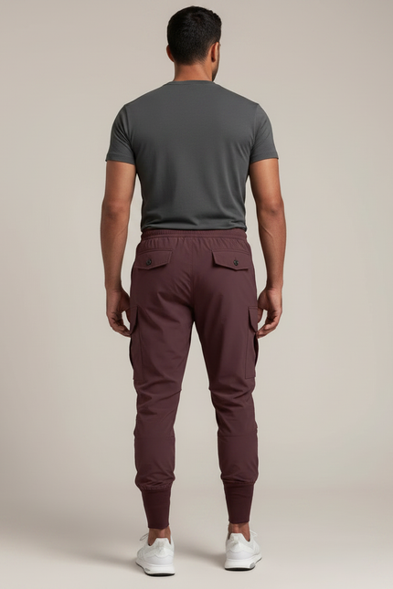 Pantalon Randonnée Bordeaux Cargo Homme Fluide Léger Jogger - Polyester - vue 2