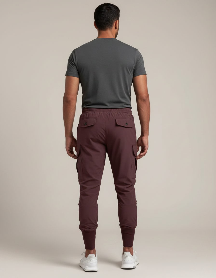 Pantalon Randonnée Bordeaux Cargo Homme Fluide Léger Jogger - Polyester - vue 2