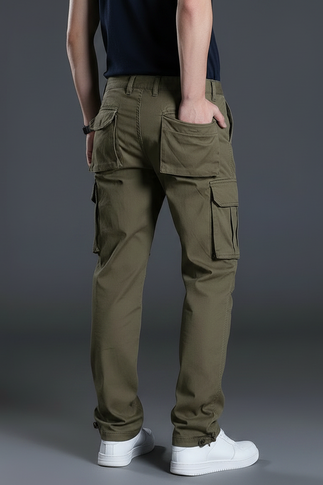 Pantalon Randonnée Kaki Coton Cargo Droite Homme - Toile - vue 2