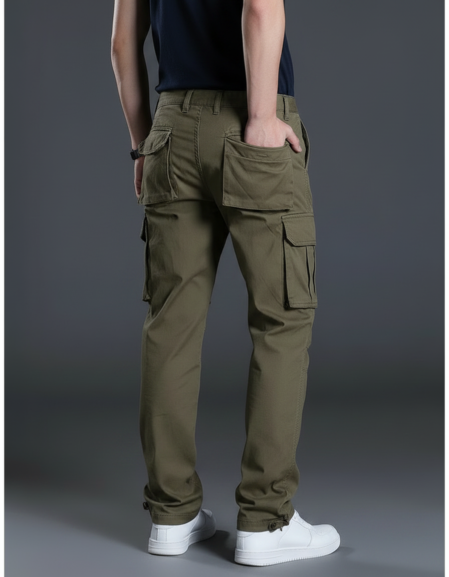 Pantalon Randonnée Kaki Coton Cargo Droite Homme - Toile - vue 2