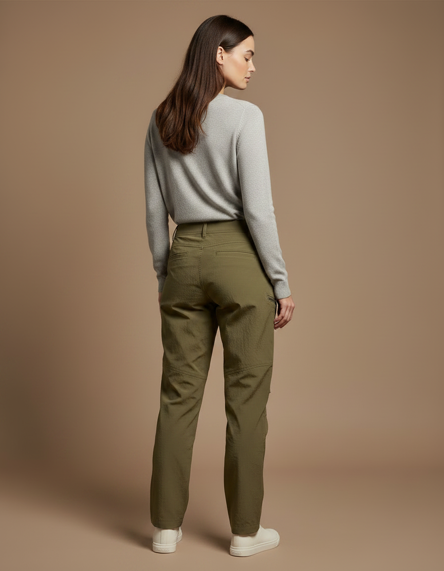 Pantalon Randonnée Kaki Cargo Femme Léger Respirant - Polyester - vue 2
