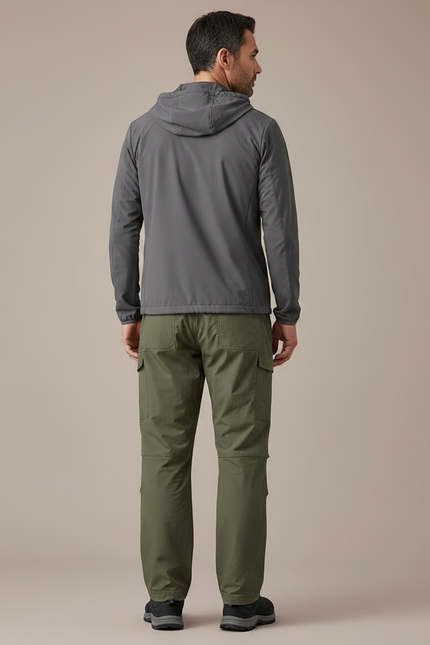 Pantalon Randonnée Vert Ample Cargo Cordon Homme - Kaki Polyester - vue 2