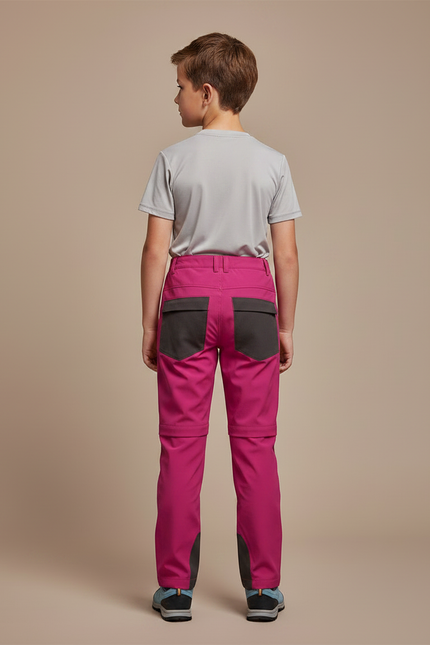 Pantalon Randonnée Rose Fuchsia Bicolore Léger Enfant - Polyester - vue 2