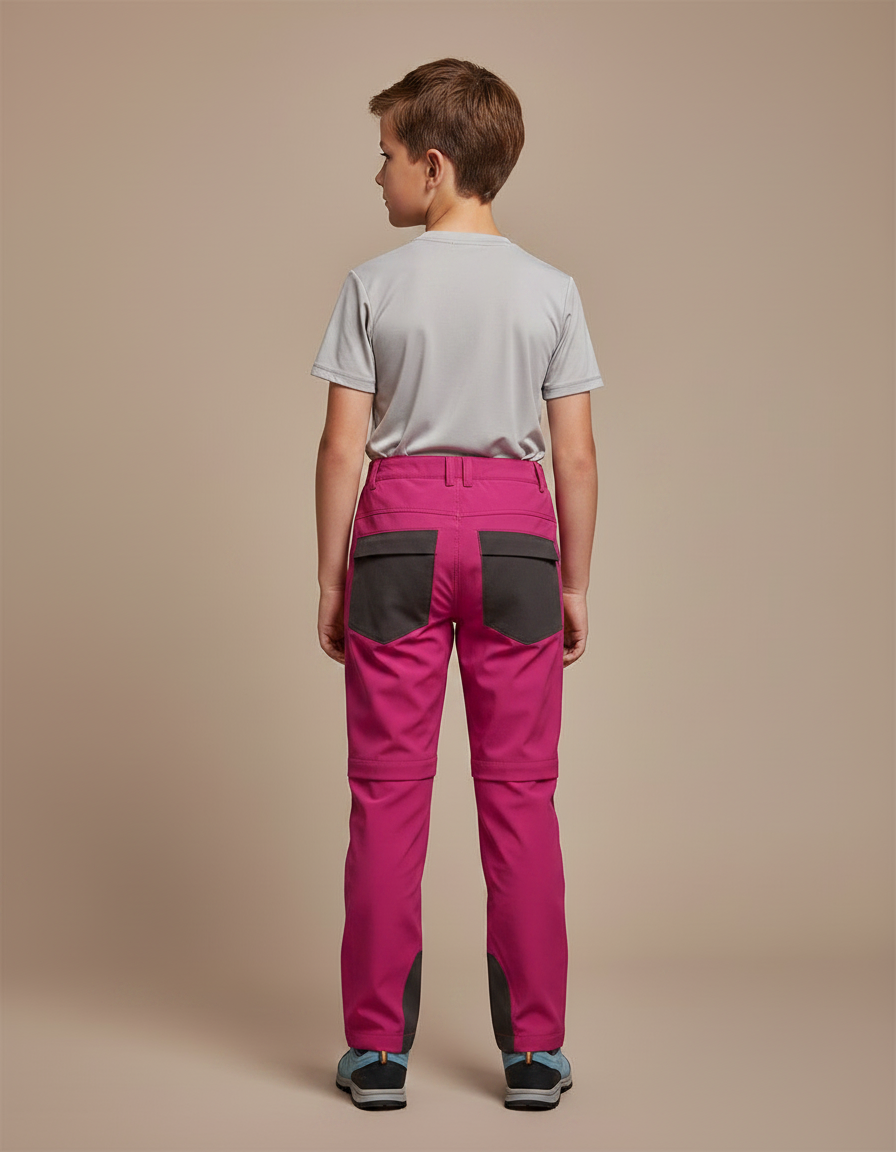 Pantalon Randonnée Rose Fuchsia Bicolore Léger Enfant - Polyester - vue 2