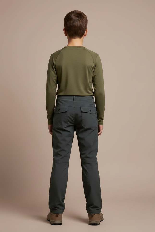 Pantalon Randonnée Gris Foncé Cargo Enfant Uni Décontracté - Polyester - vue 2