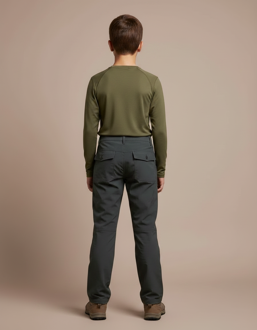 Pantalon Randonnée Gris Foncé Cargo Enfant Uni Décontracté - Polyester - vue 2