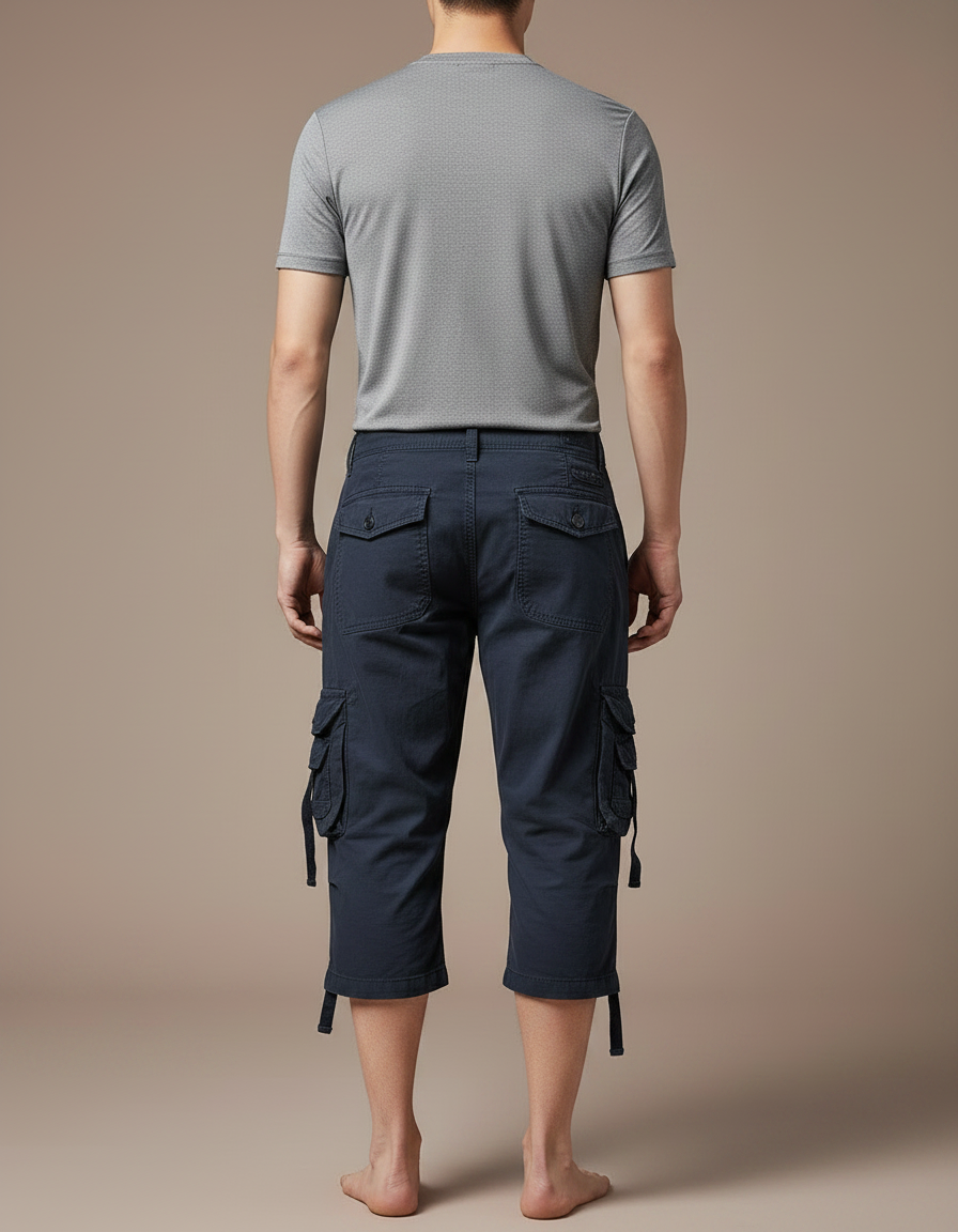 Pantalon Randonnée Capri Cargo Coton Homme Bleu Marine - Toile - vue 2