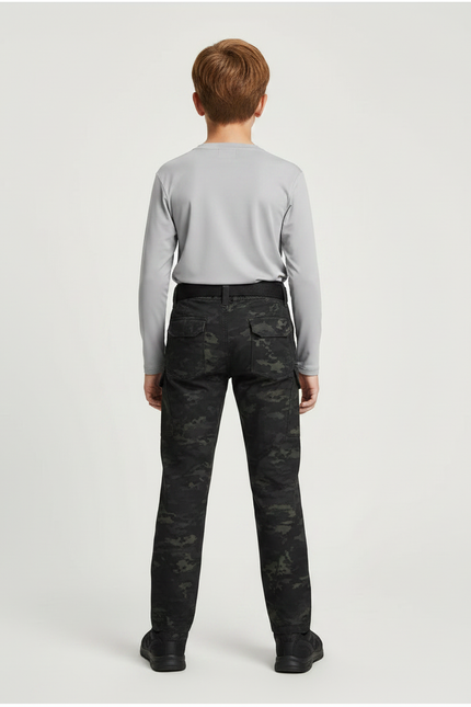 Pantalon Randonnée Camouflage Cargo Enfant Résistant - Multicolore Toile - vue 2