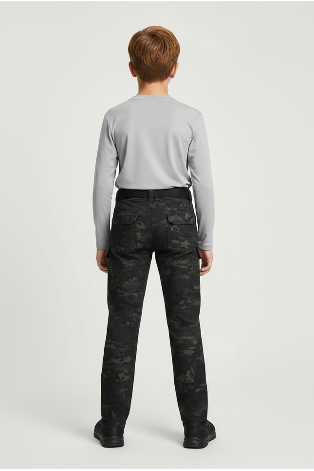 Pantalon Randonnée Camouflage Cargo Enfant Résistant - Multicolore Toile - vue 2
