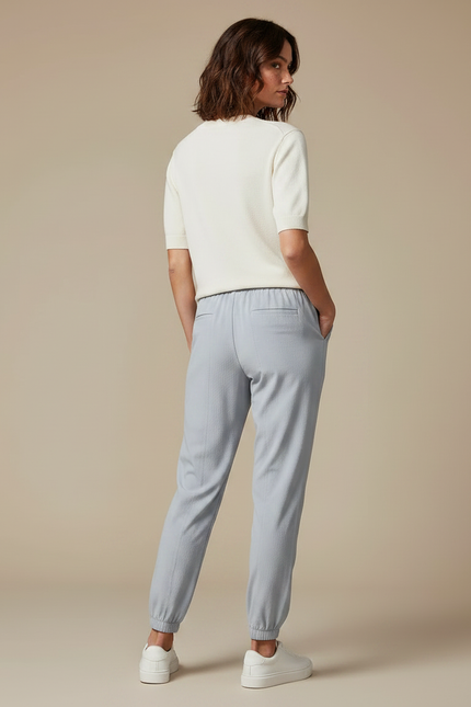 Pantalon Randonnée Gris Clair Fluide Cordon Jogger Femme - Polyester - vue 2