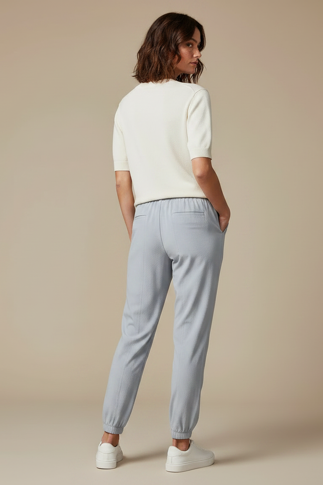 Pantalon Randonnée Gris Clair Fluide Cordon Jogger Femme - Polyester - vue 2