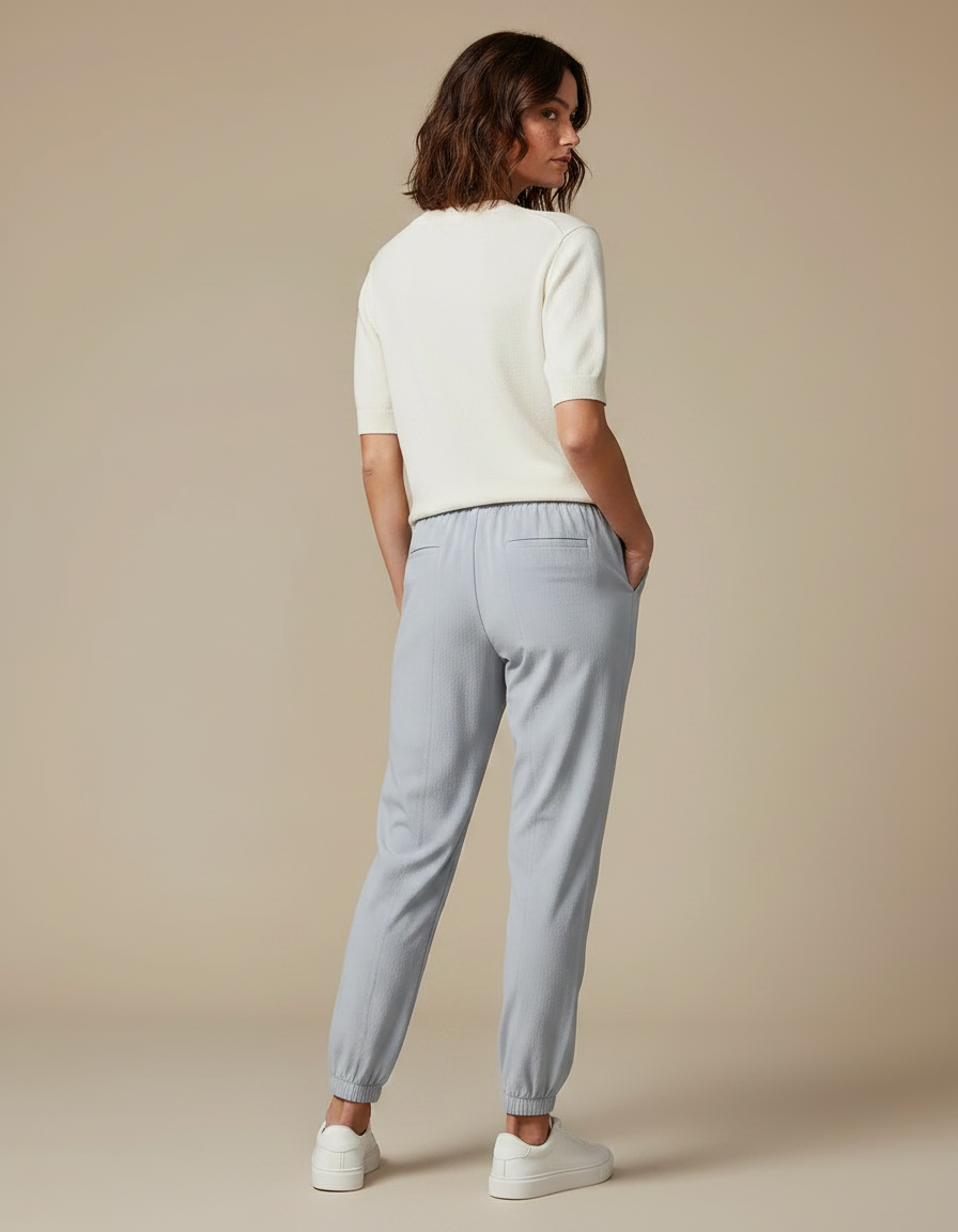 Pantalon Randonnée Gris Clair Fluide Cordon Jogger Femme - Polyester - vue 2